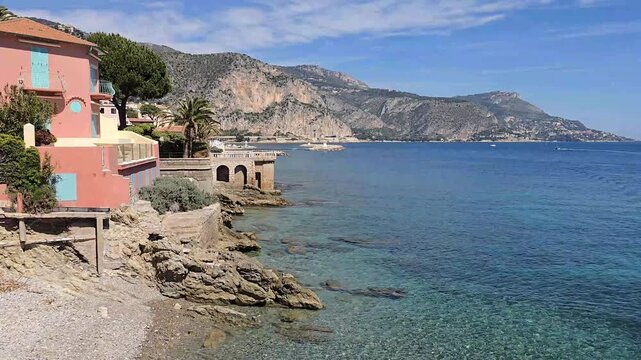 View of the Baie des Fourmis in Beaulieu-sur-Mer, on the French Riviera