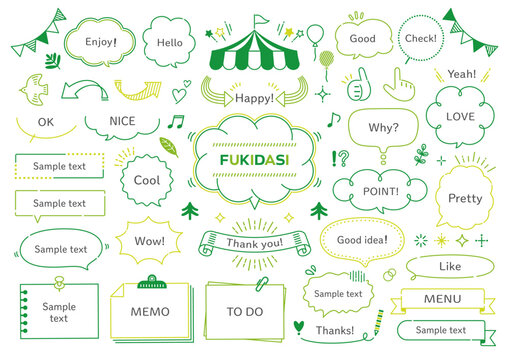 Pop and cute line art speech bubble and frame set