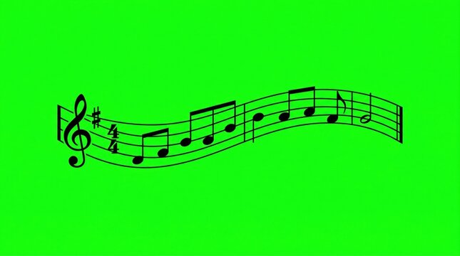 Musical Notation on Green Background