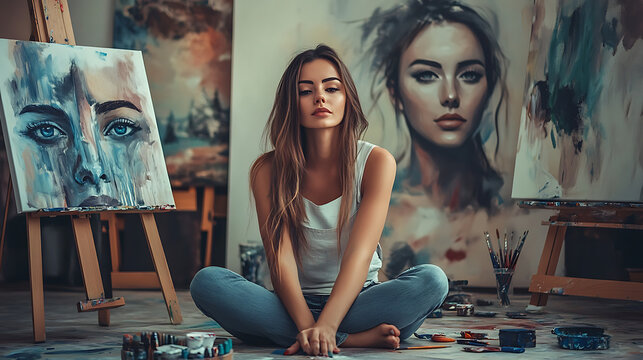 young woman sitting on the floor