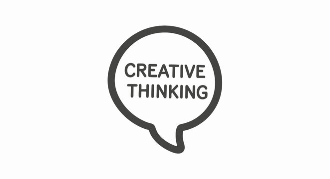 Creative thinking text in simple speech bubble outline