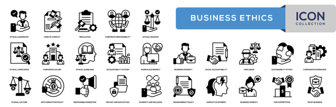 Business Ethics Web Banner Icon Collection