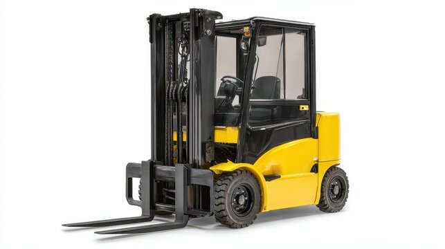 Powerful electric forklift isolated on a clean white background