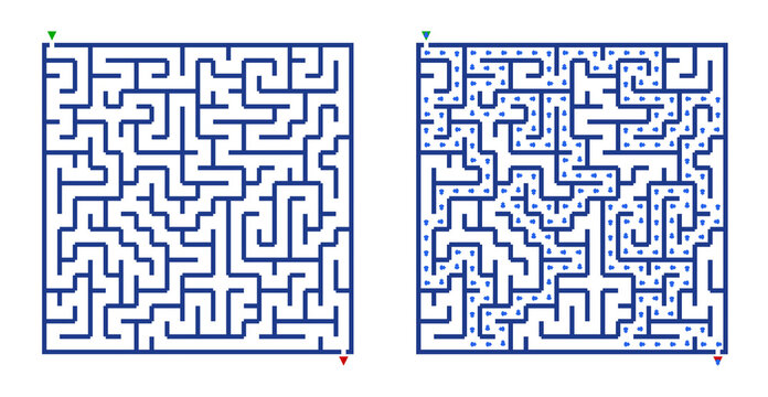 Maze game. Maze or puzzle design. Find the path and the correct solution to escape.