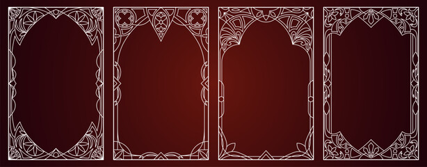 Gothic frame with fantasy medieval ornament and dark magic border for RPG game interface. Elegant gothic design with intricate cathedral elements, vintage patterns and mysterious vampire decorations. © vectorpouch