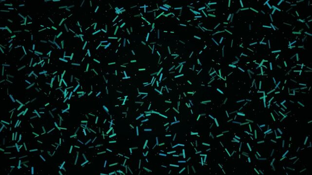 Microscopic Bacteria Particles Swimming in Dark Liquid Loop Background