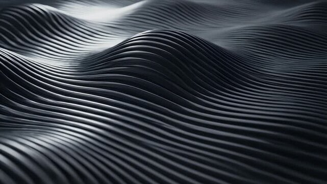 Abstract dark waves with flowing parallel lines and subtle highlights