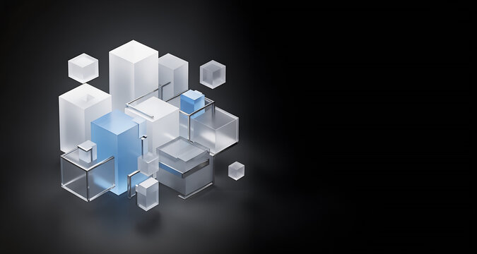 Liquid glass glassmorphism rectangle landscape in elegant style abstract background copy space