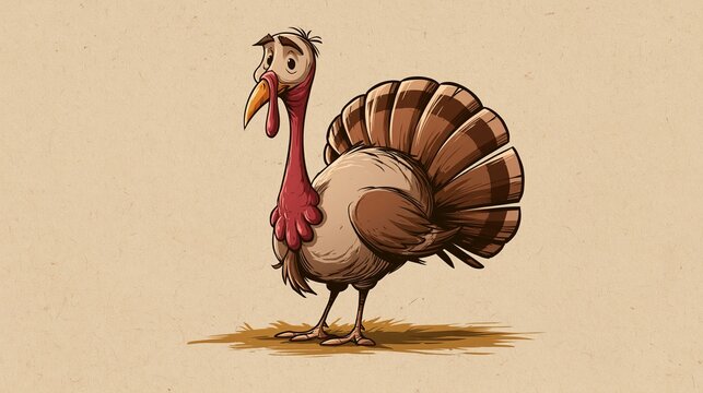Drawing of a turkey that looks like a cartoon.