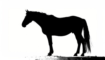 Obraz premium Side view horse silhouette on white background.
