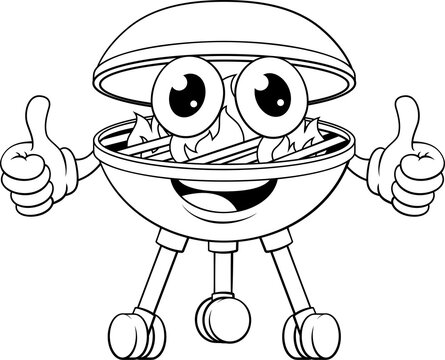 A barbecue cartoon mascot charcoal BBQ man person concept