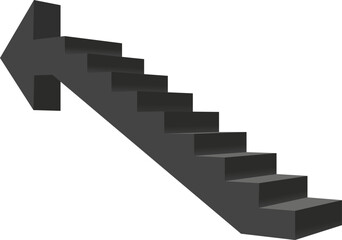 Fototapeta premium Black staircase shaped like an arrow pointing up as a symbol of growth and progress