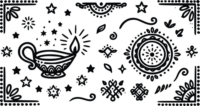Black vector graphic illustration showing a set of artistic cloud shapes with ink drip textures on a plain white background
