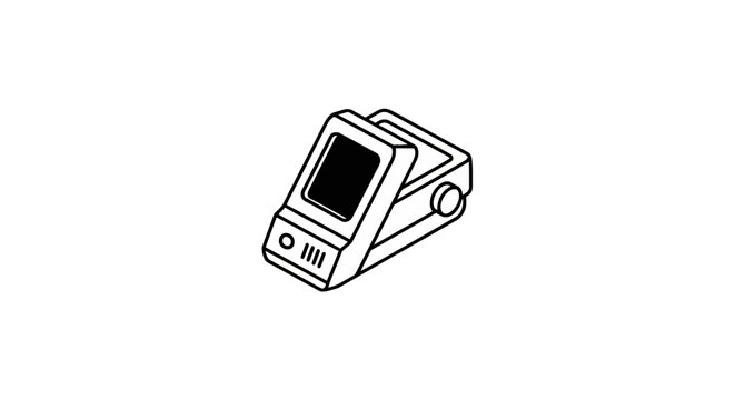 Isometric handheld pager device line art icon
