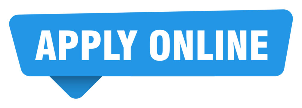 apply online sticker. apply online blue sign isolated on transpatent background