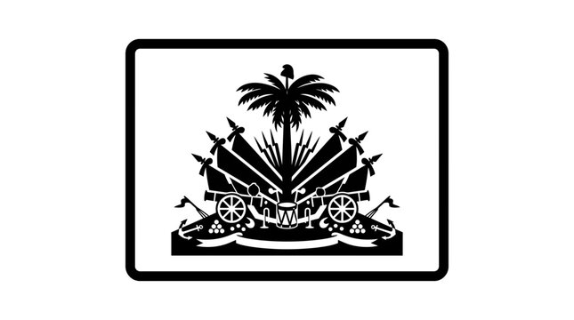 Haiti Flag Emblem Black and White Vector Illustration Isolated