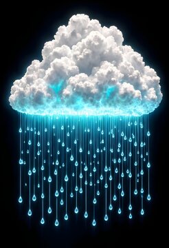 A large, voluminous, and fluffy white cumulus cloud floats in the upper center of the frame, with soft, billowing edges and realistic depth.