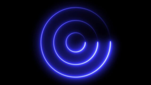 Glowing neon radar radio icon. Neon circle radar and neon rotation icon with a digital radio waves. Radar interface symbol for sonar and navigation. 4k animated neon circle icon