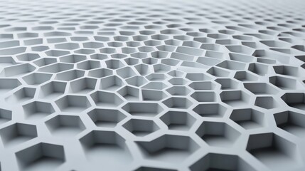 Fototapeta premium Abstract white honeycomb structure receding into the distance with depth of field