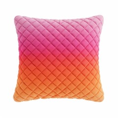 Naklejka premium Square quilted throw pillow with a pink and orange gradient pattern isolated on white background