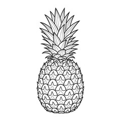Obraz premium Intricate black and white pineapple botanical illustration.