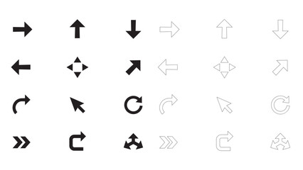 Fototapeta premium Arrow signs and cursor indicators for user interface software development design project.