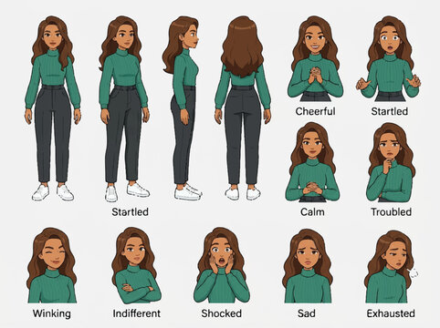 Woman Showing Various Facial Emotions.