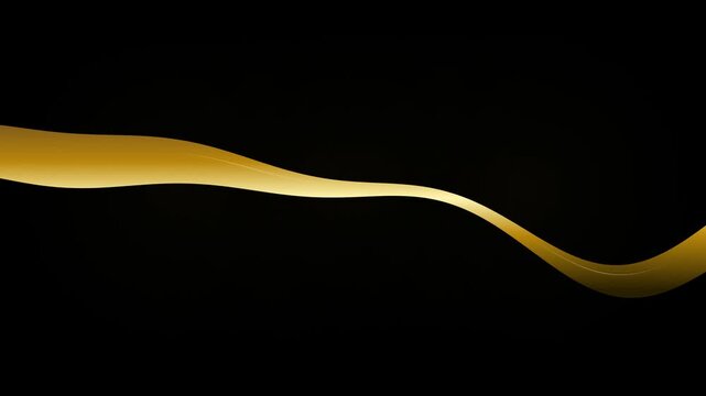 Abstract Glossy Gold Ribbon Wave Isolated on Black Background for Luxury Design Elements