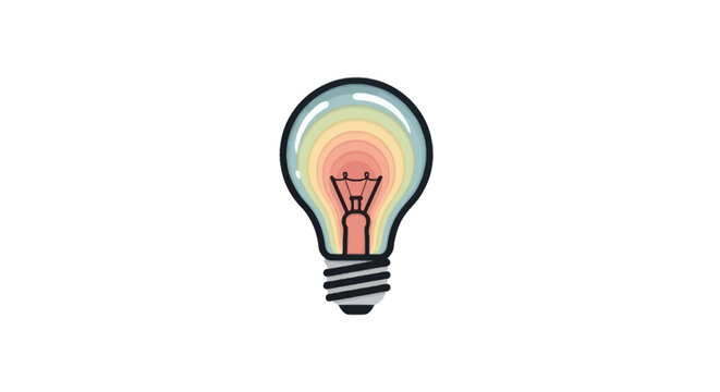 Colorful light bulb with internal rainbow concentric circles