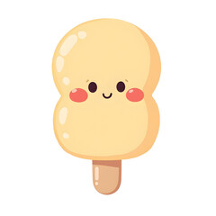 Fototapeta premium Cute Cartoon Ice Cream: A delightful, kawaii-style ice cream bar with rosy cheeks and a cheerful smile, set against a clean backdrop. This illustration evokes sweetness and joy.