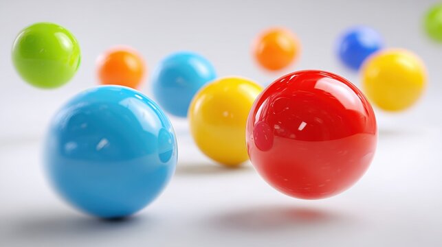 Vibrant bouncing balls: soft textures and motion against a white background