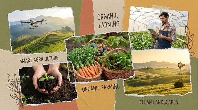 Organic Agriculture Sustainable Farming Collage