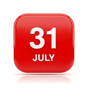 Red calendar icon showing july 31 date
