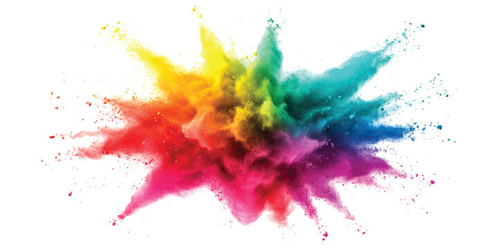 Bright colorful powder explosion with vibrant rainbow dust clouds