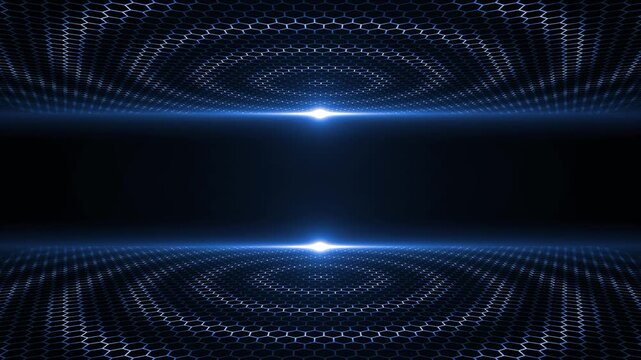 Royal blue  color hexagonal shapes with blank space futuristic design loopable black technology background