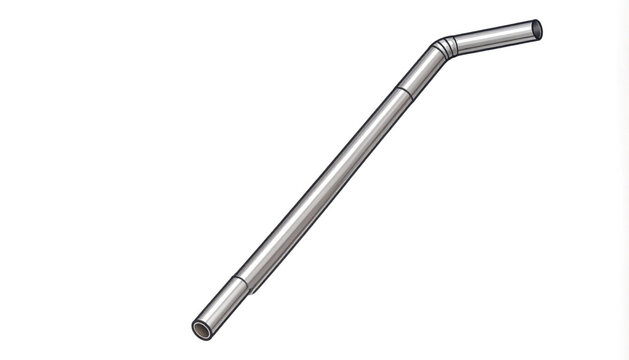 Metal pipe with angled end fitting.