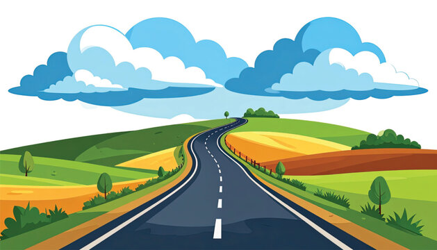 Asphalt Road Stretching Into Distance.