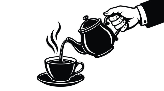 Hand pouring tea into cup