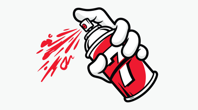 Hand holding red spray paint can
