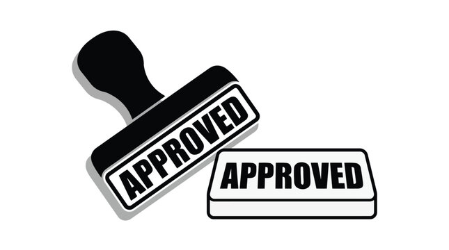 Black approved rubber stamp