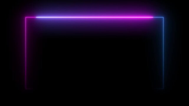 Neon light effect frame animated motion graphic. fluorescent light. Loop animation.