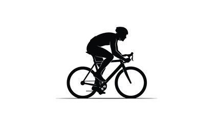 Naklejka premium Cyclist riding a road bike black silhouette