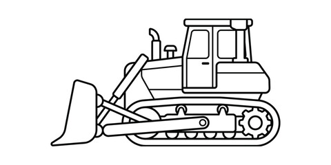 Bulldozer construction equipment line drawing © Ruhina