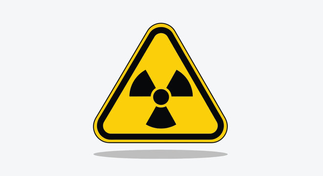 Radiation Warning Sign Yellow Triangle Symbol with Radioactive Icon.