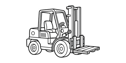 Forklift truck line art illustration © Ruhina