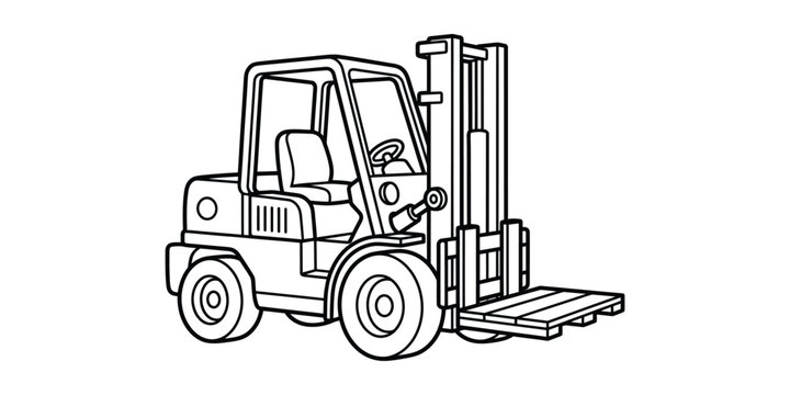 Forklift truck line art illustration