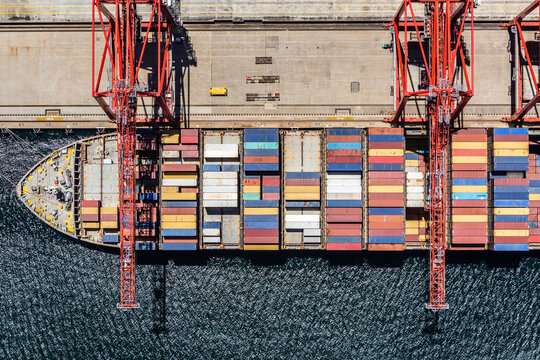 Aerial view of Port Botany ships and containers