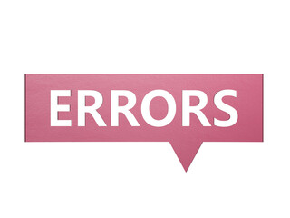 Obraz premium errors word concept. Speech Bubble.Minimalist Abstract Design With White Cut Out Paper.Supports PNG files with transparent backgrounds. 