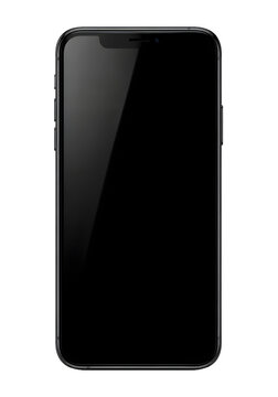 Modern Black Smartphone Mockup Isolated on White Background