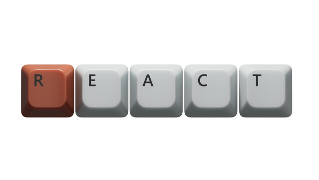 Computer keyboard keys with text REACT. financial market. financing.close up of Computer keyboard keys,Business Concept.Supports PNG files with transparent backgrounds.